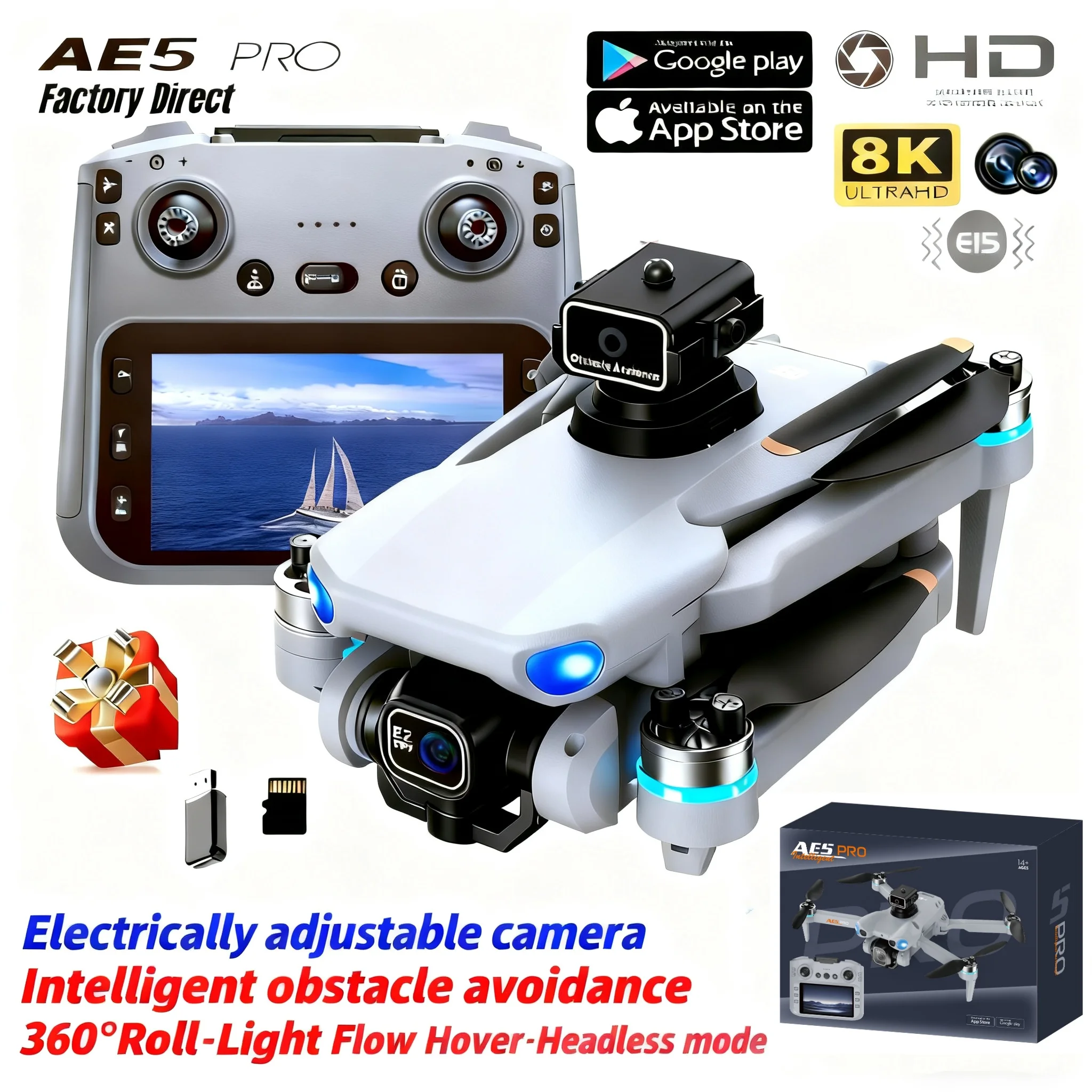 Drone Video Production - AE5 프로 드론 8K HD 4.5인치